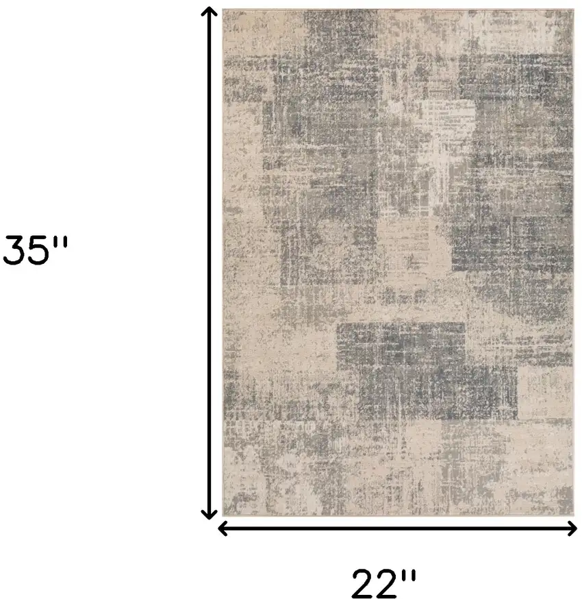 Light Blue Abstract Power Loom Area Rug Photo 6