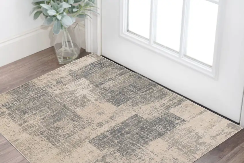 Light Blue Abstract Power Loom Area Rug Photo 1