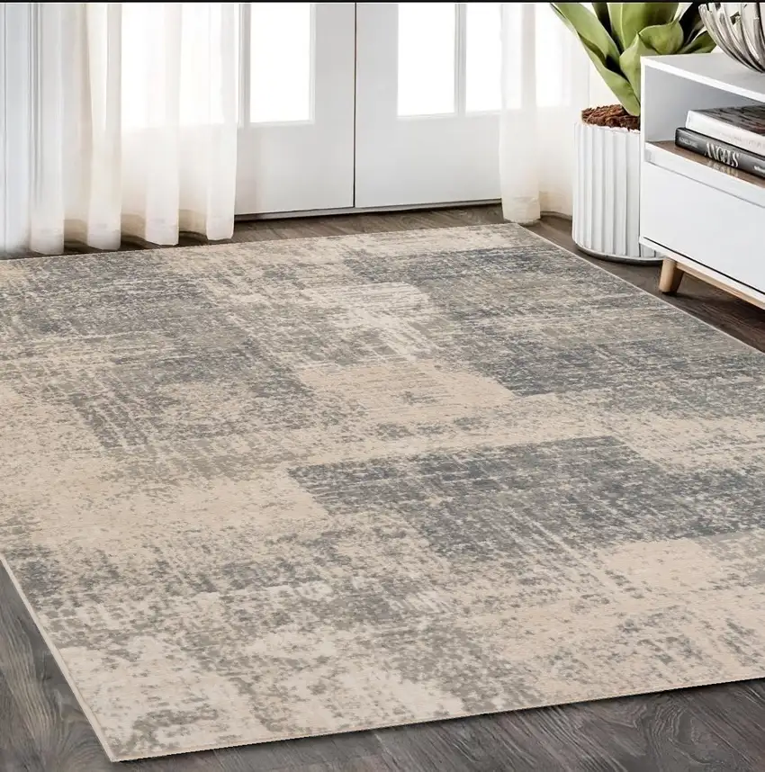 5' X 7' Light Blue Abstract Power Loom Area Rug Photo 1