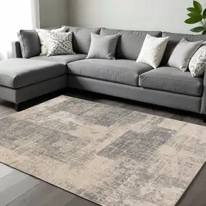 Photo of Light Blue Abstract Power Loom Area Rug