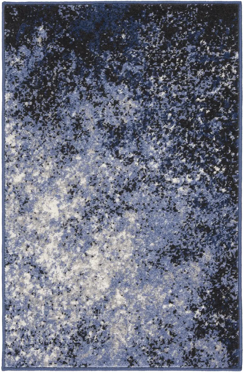 Light Blue Abstract Power Loom Distressed Area Rug Photo 2