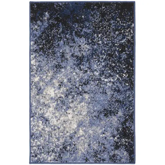 Light Blue Abstract Power Loom Distressed Area Rug Photo 9
