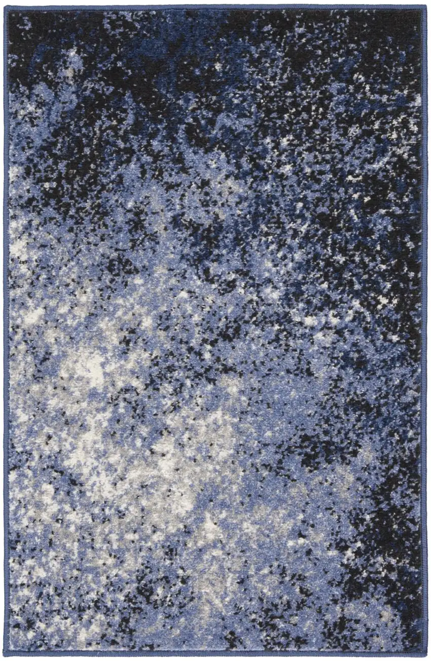 Light Blue Abstract Power Loom Distressed Area Rug Photo 9