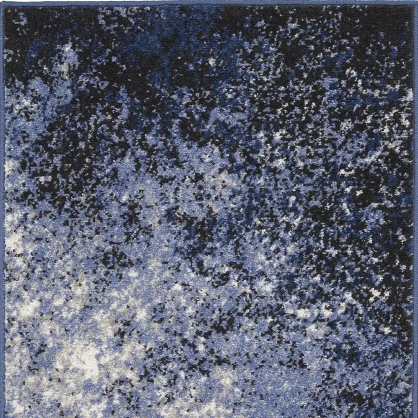 Light Blue Abstract Power Loom Distressed Area Rug Photo 3