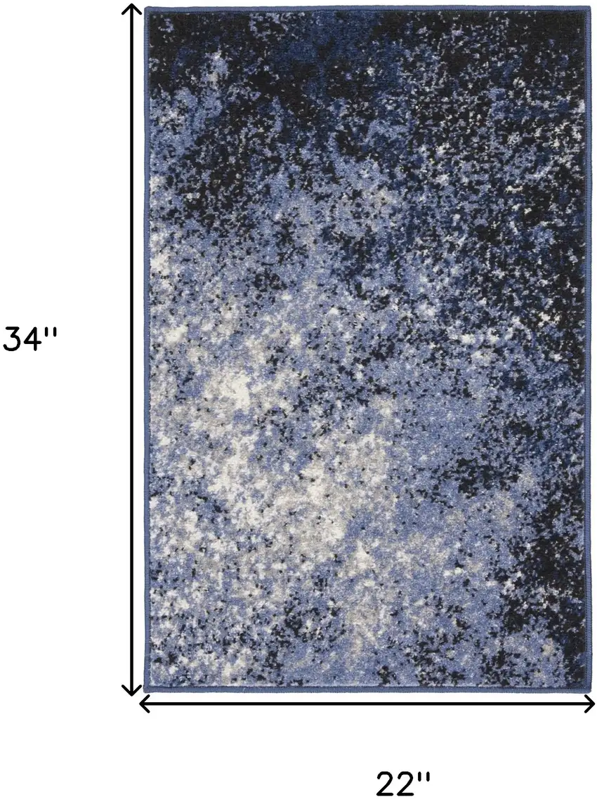 Light Blue Abstract Power Loom Distressed Area Rug Photo 6