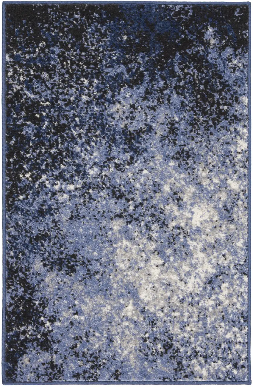 Light Blue Abstract Power Loom Distressed Area Rug Photo 4