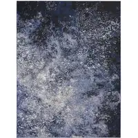 Photo of Light Blue Abstract Power Loom Distressed Area Rug
