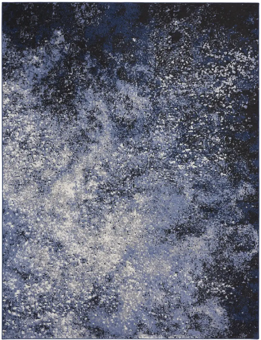 Light Blue Abstract Power Loom Distressed Area Rug Photo 1