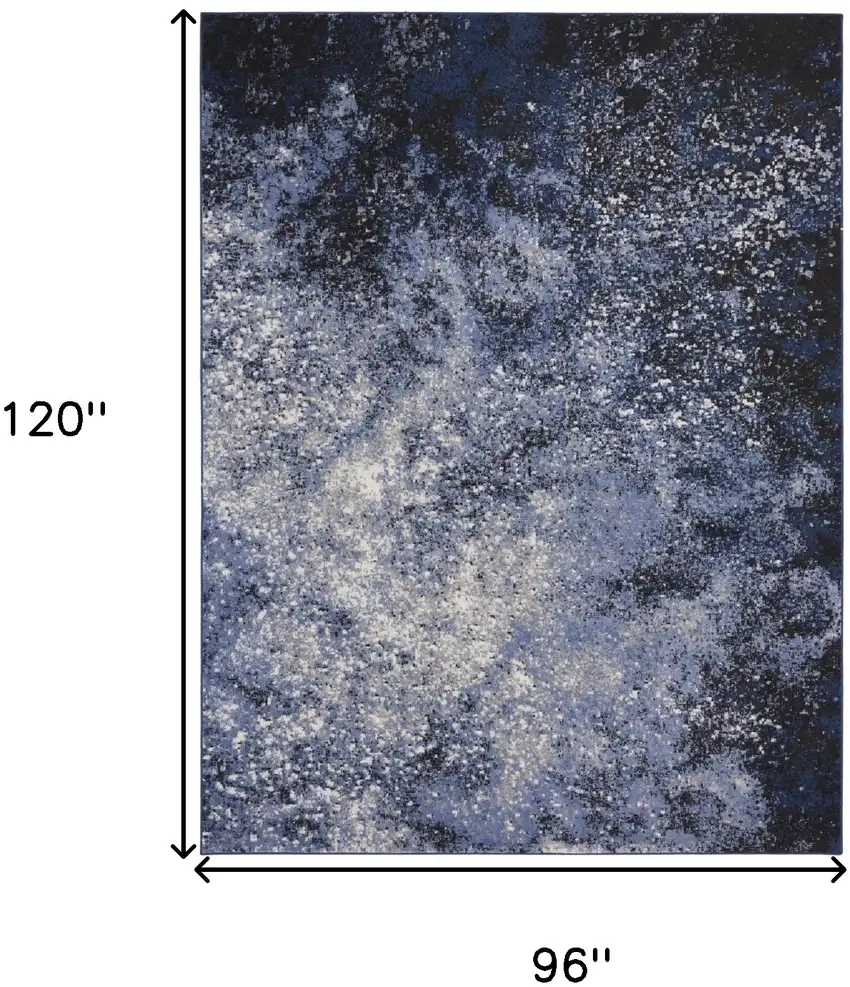 Light Blue Abstract Power Loom Distressed Area Rug Photo 6