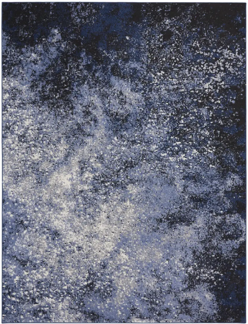 Light Blue Abstract Power Loom Distressed Area Rug Photo 2