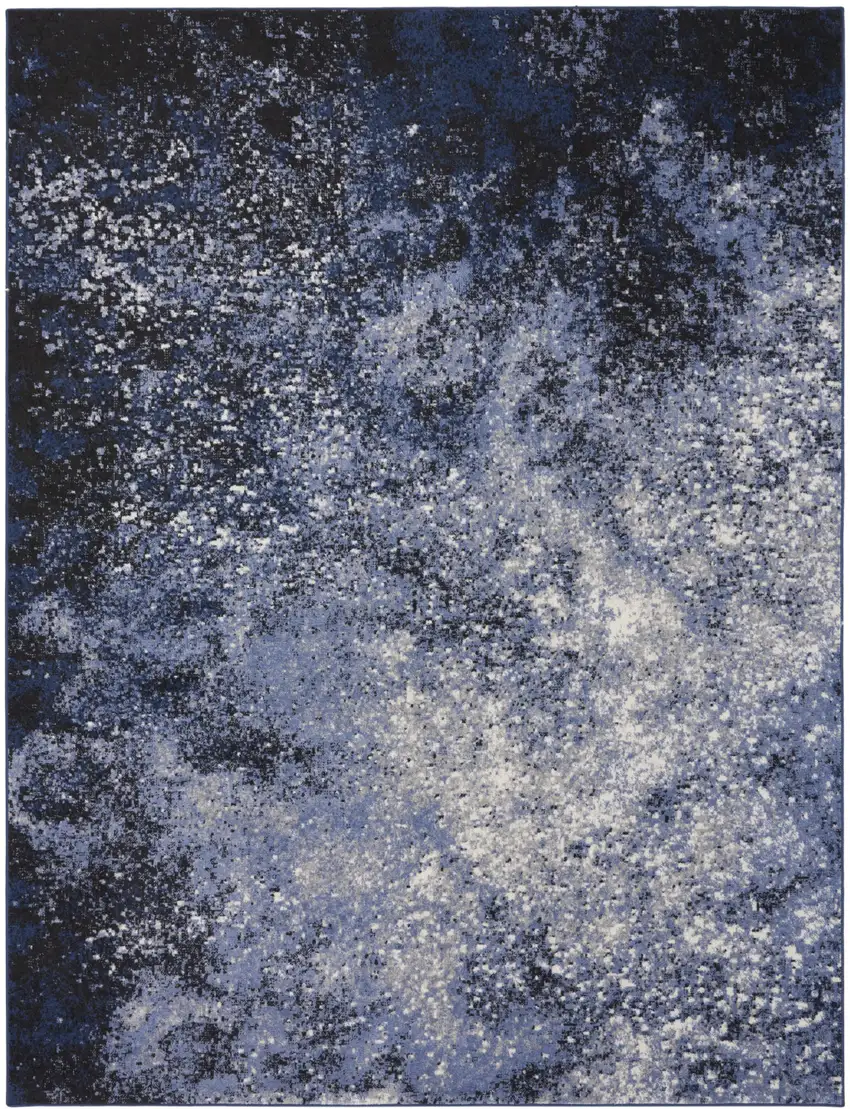 Light Blue Abstract Power Loom Distressed Area Rug Photo 5