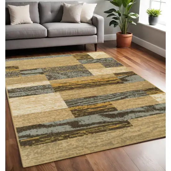 Blue And Beige Patchwork Area Rug Photo 1