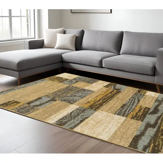 Blue And Beige Patchwork Area Rug Photo 1