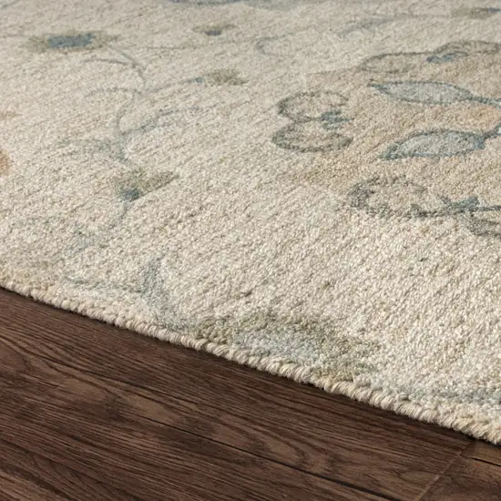 Light Blue And Blue Wool Floral Hand Tufted Distressed Area Rug Photo 8