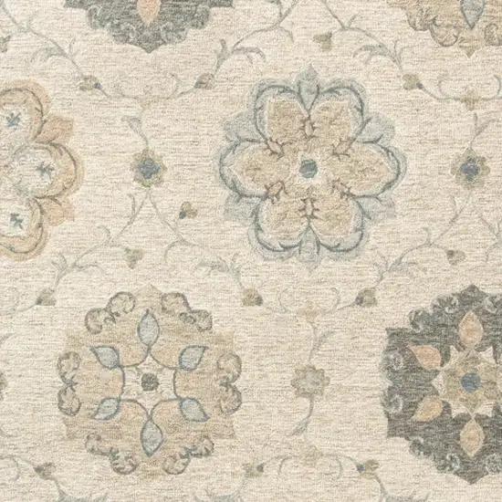 Light Blue And Blue Wool Floral Hand Tufted Distressed Area Rug Photo 3