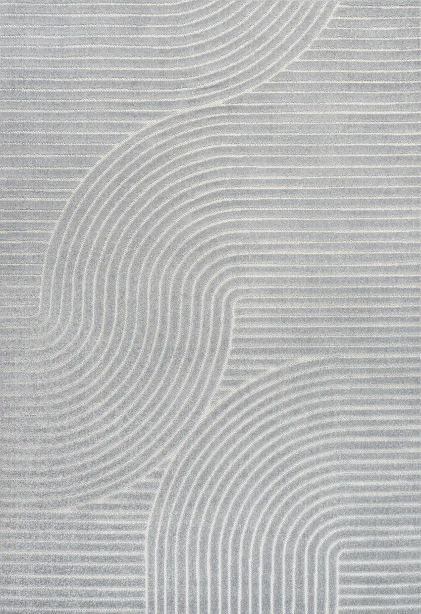 Light Blue And Cream Striped Indoor Outdoor Area Rug Photo 1