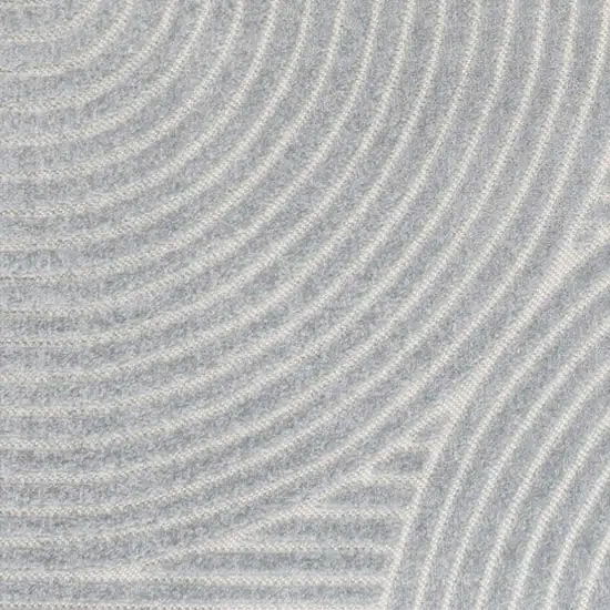 Light Blue And Cream Striped Indoor Outdoor Area Rug Photo 2