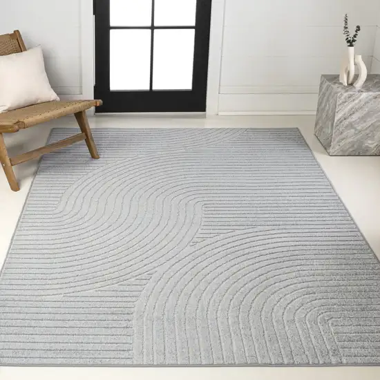 Light Blue And Cream Striped Indoor Outdoor Area Rug Photo 7