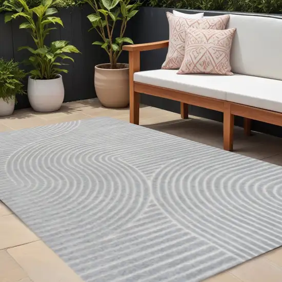 Light Blue And Cream Striped Indoor Outdoor Area Rug Photo 1