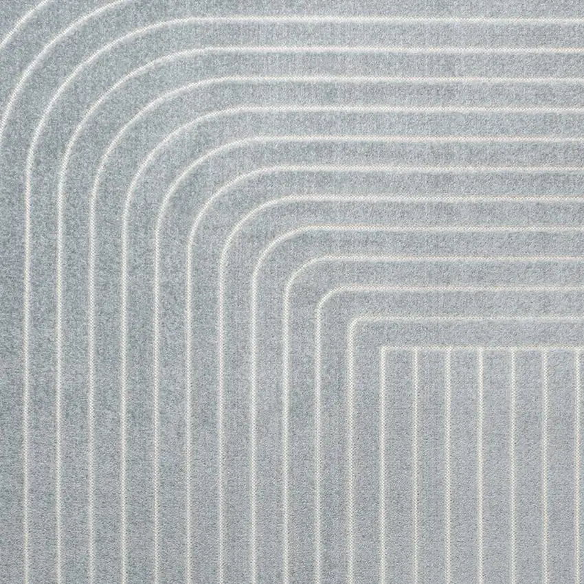 Light Blue And Cream Striped Indoor Outdoor Area Rug Photo 2
