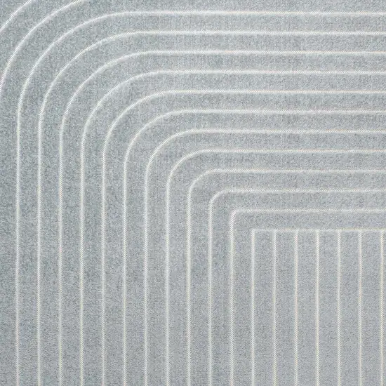 Light Blue And Cream Striped Indoor Outdoor Area Rug Photo 2