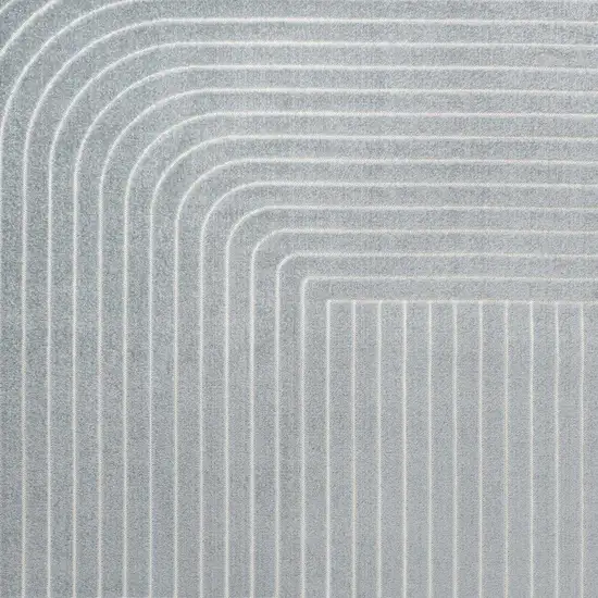 Light Blue And Cream Striped Indoor Outdoor Area Rug Photo 3