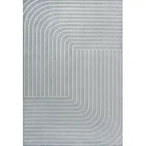 Photo of Light Blue And Cream Striped Indoor Outdoor Area Rug