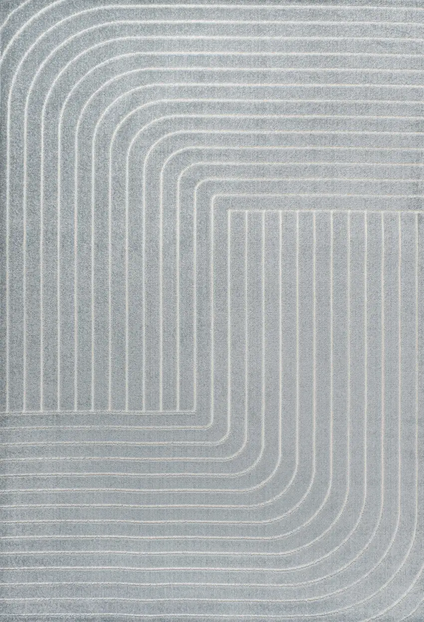 Light Blue And Cream Striped Indoor Outdoor Area Rug Photo 1