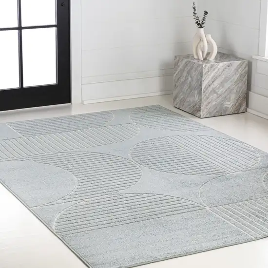 Light Blue And Cream Striped Indoor Outdoor Area Rug Photo 8