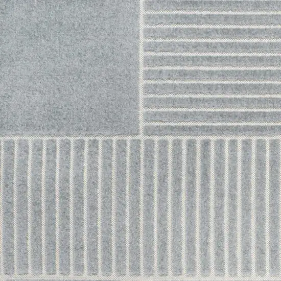 Light Blue And Cream Striped Indoor Outdoor Area Rug Photo 3