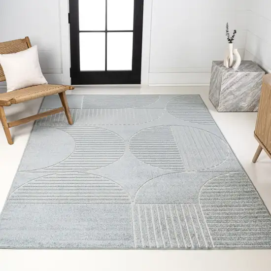 Light Blue And Cream Striped Indoor Outdoor Area Rug Photo 7