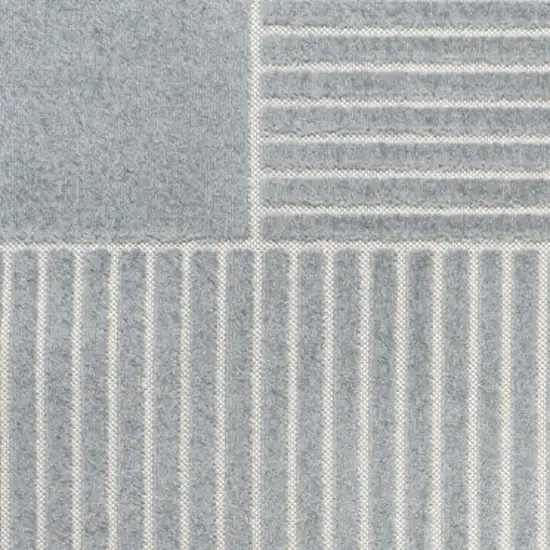 Light Blue And Cream Striped Indoor Outdoor Area Rug Photo 2