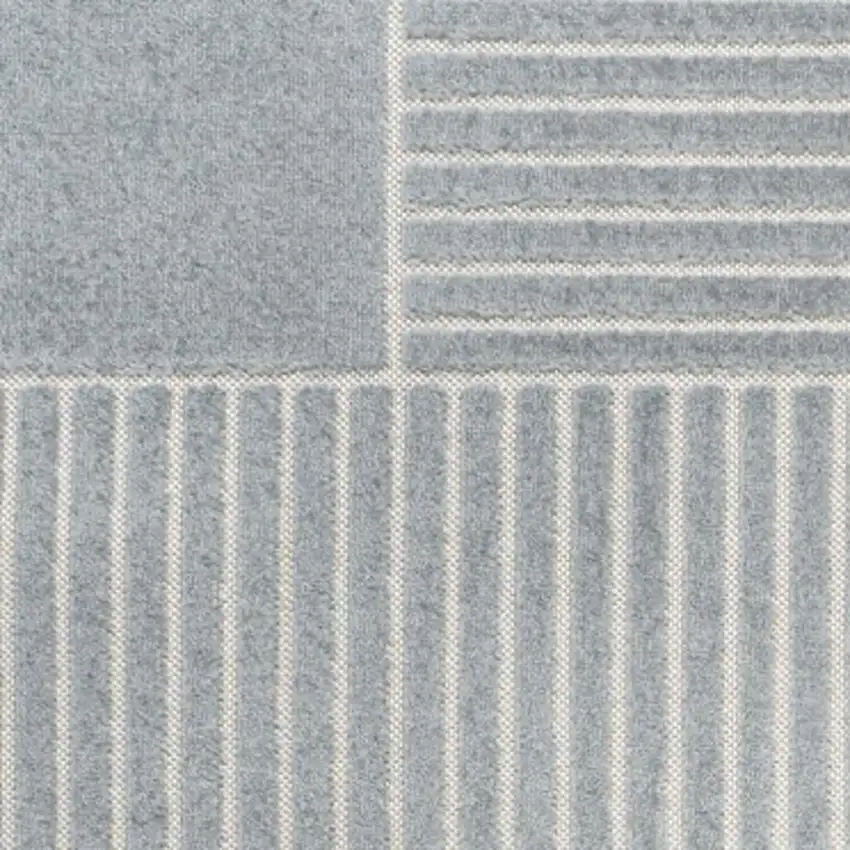 Light Blue And Cream Striped Indoor Outdoor Area Rug Photo 2