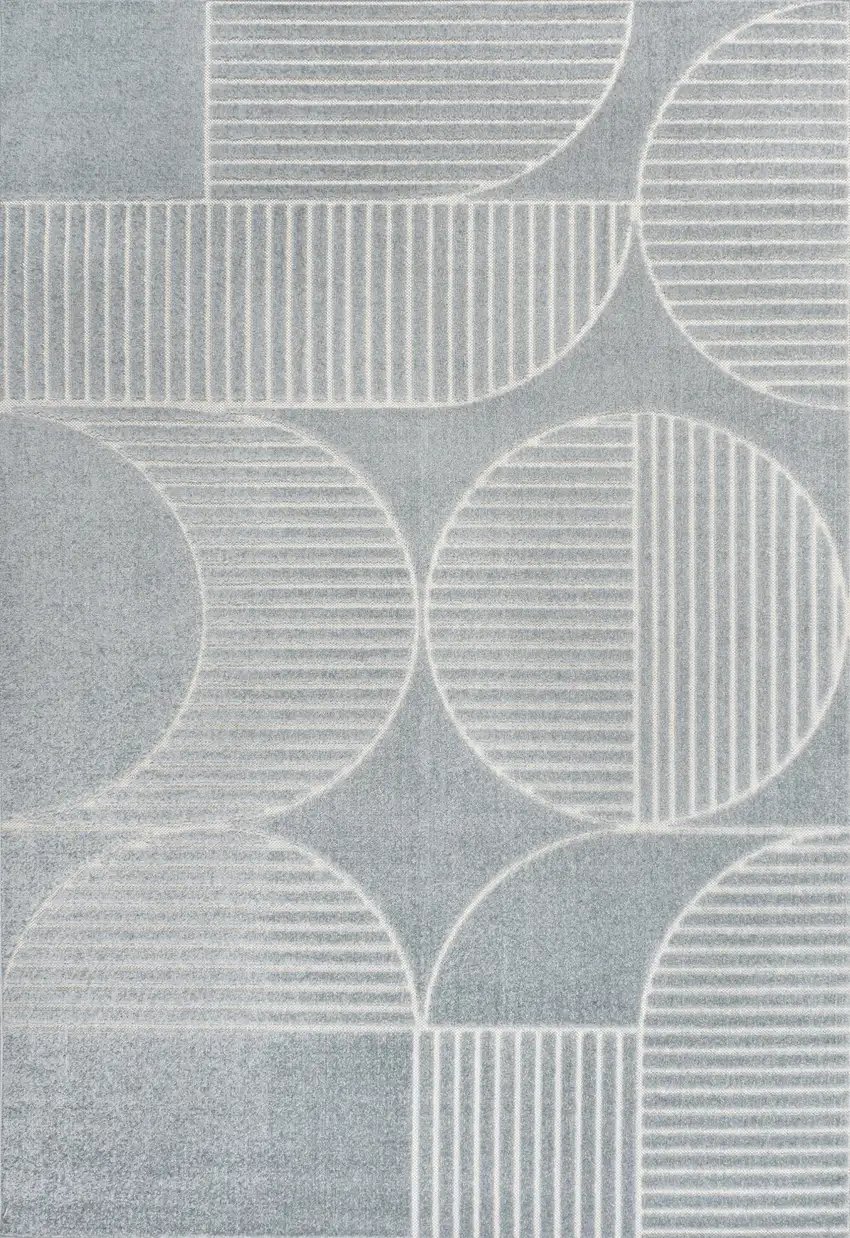 Light Blue And Cream Striped Indoor Outdoor Area Rug Photo 1