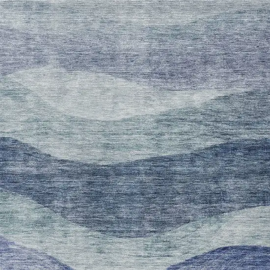 Light Blue And Dark Blue Abstract Washable Indoor Outdoor Area Rug Photo 5