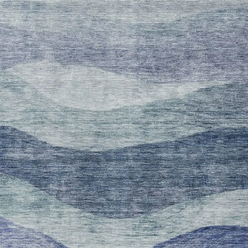 Light Blue And Dark Blue Abstract Washable Indoor Outdoor Area Rug Photo 5