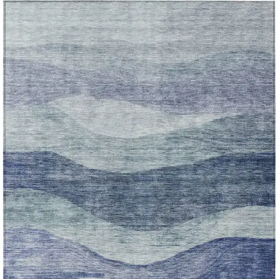 Light Blue And Dark Blue Abstract Washable Indoor Outdoor Area Rug Photo 6