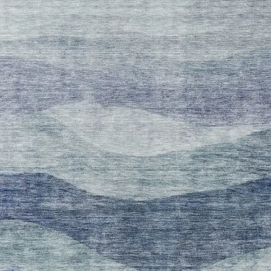 Light Blue And Dark Blue Abstract Washable Indoor Outdoor Area Rug Photo 5