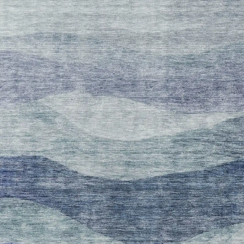 Light Blue And Dark Blue Abstract Washable Indoor Outdoor Area Rug Photo 5