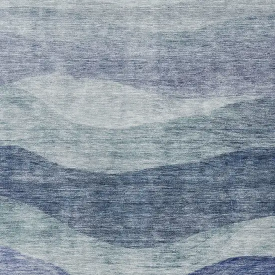 Light Blue And Dark Blue Abstract Washable Indoor Outdoor Area Rug Photo 5