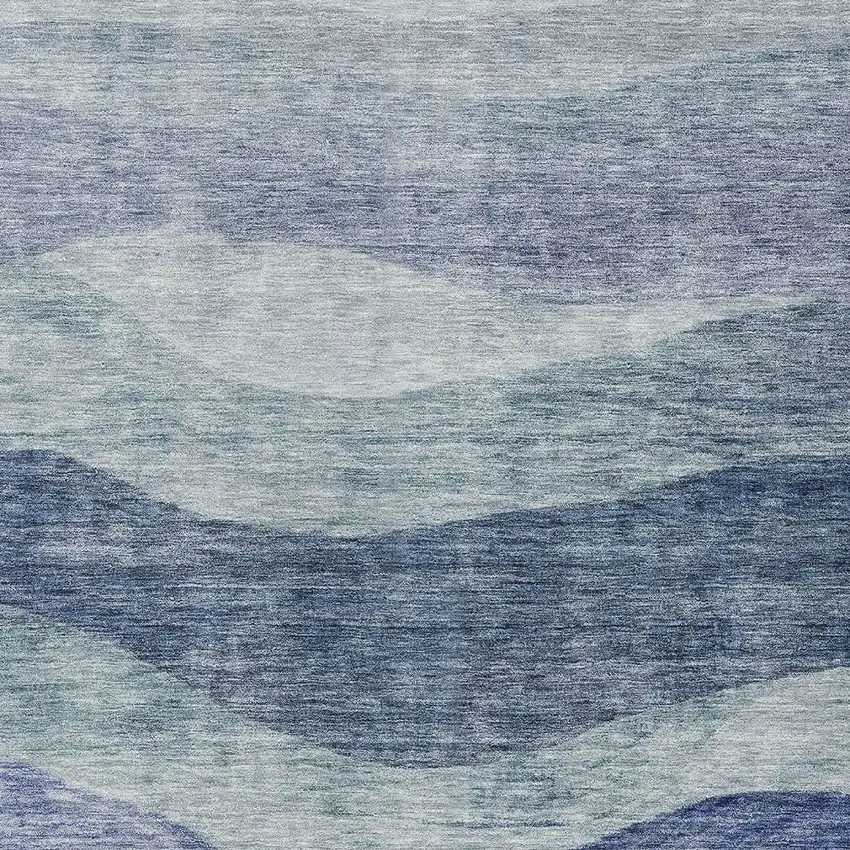 Light Blue And Dark Blue Abstract Washable Indoor Outdoor Area Rug Photo 5