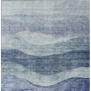Photo of Light Blue And Dark Blue Abstract Washable Indoor Outdoor Area Rug