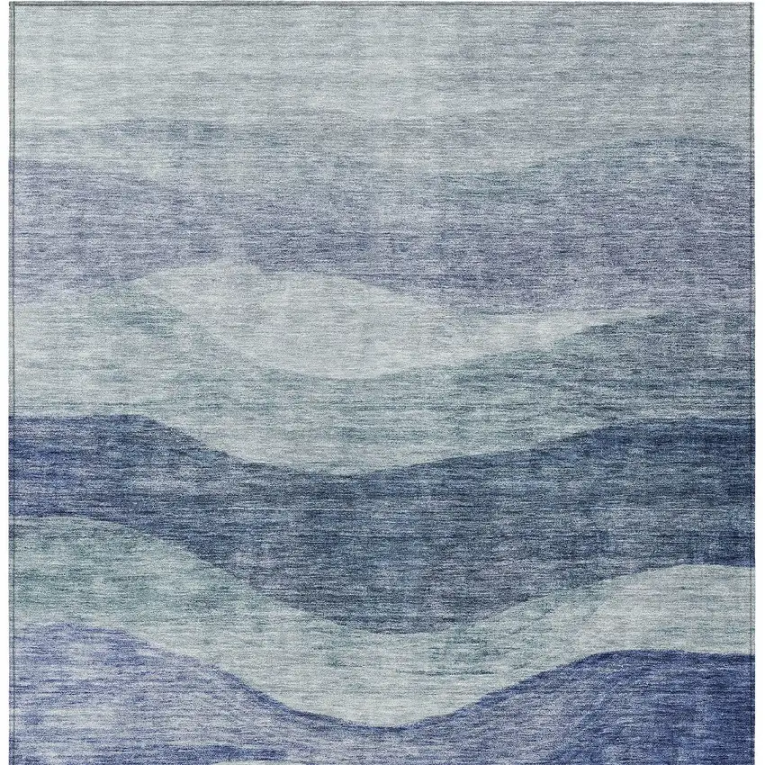 Light Blue And Dark Blue Abstract Washable Indoor Outdoor Area Rug Photo 6