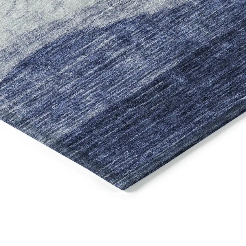 Light Blue And Dark Blue Abstract Washable Indoor Outdoor Area Rug Photo 4
