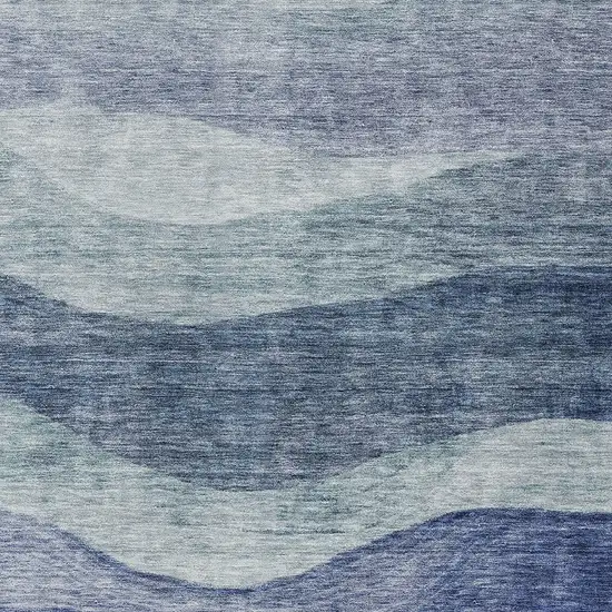 Light Blue And Dark Blue Abstract Washable Indoor Outdoor Area Rug Photo 5
