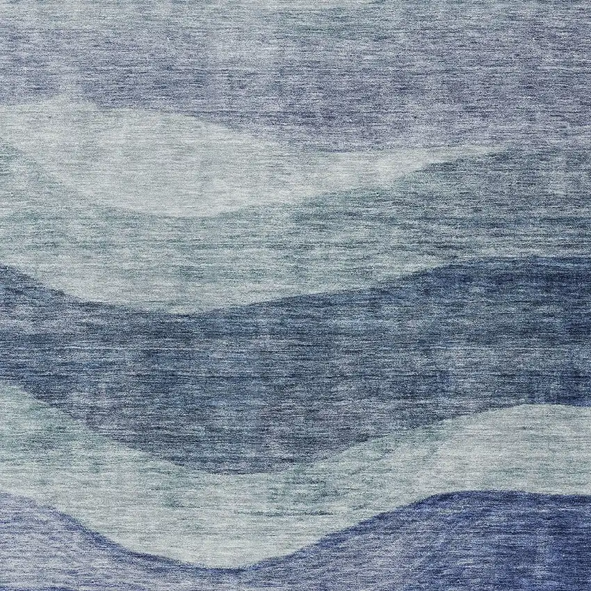 Light Blue And Dark Blue Abstract Washable Indoor Outdoor Area Rug Photo 5