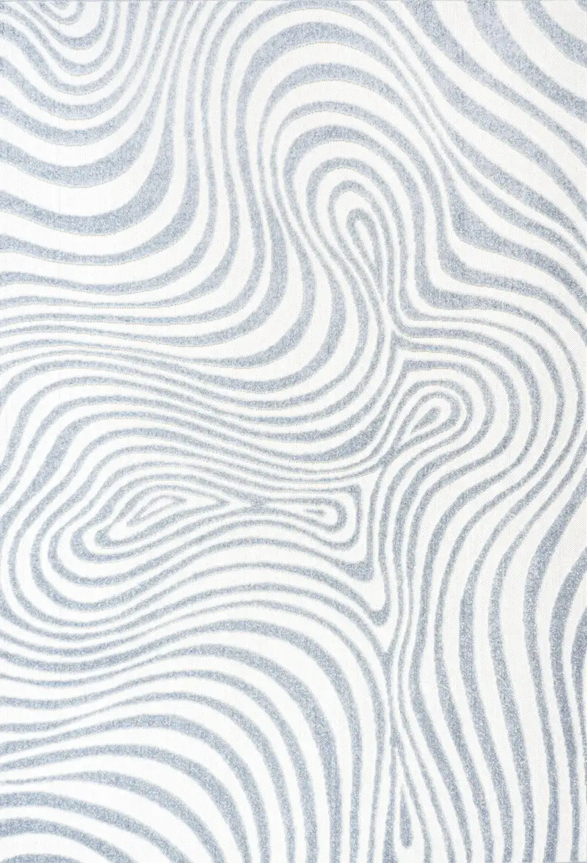 Light Blue And Ivory Abstract Indoor Outdoor Area Rug Photo 3