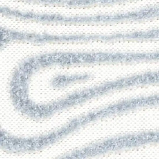 Light Blue And Ivory Abstract Indoor Outdoor Area Rug Photo 2