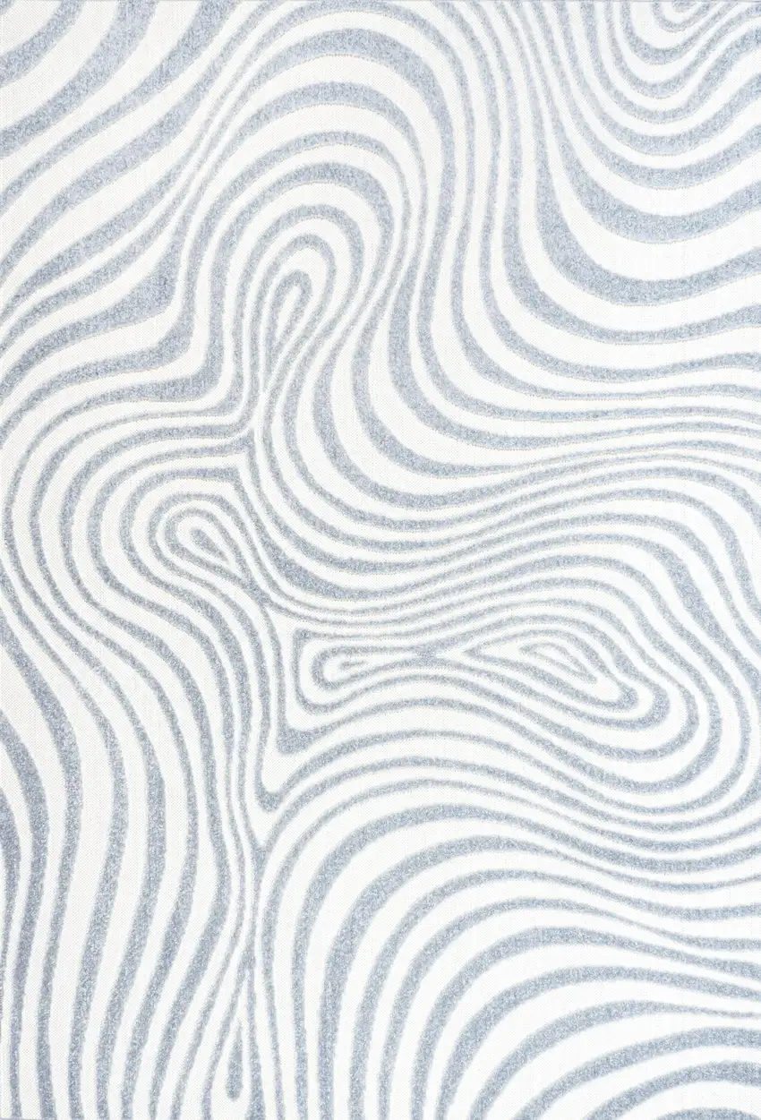 Light Blue And Ivory Abstract Indoor Outdoor Area Rug Photo 1