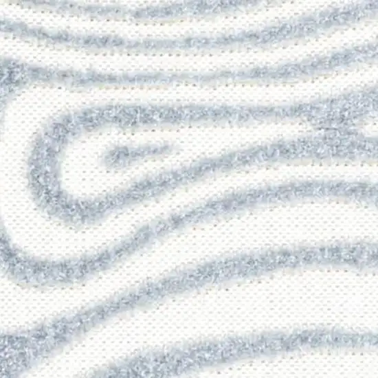 Light Blue And Ivory Abstract Indoor Outdoor Area Rug Photo 2